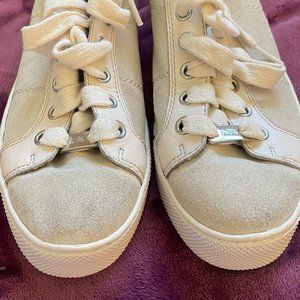 COACH Paddy Suede Leather Lace UP Beige Sneakers